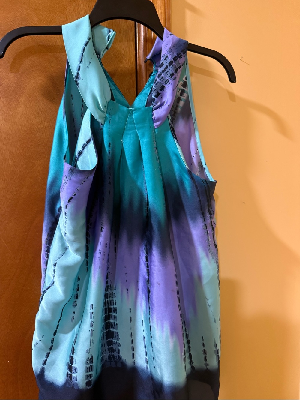 woman Teal & Purple Tie-Dye Halter sleeveless — Casual Summer Style